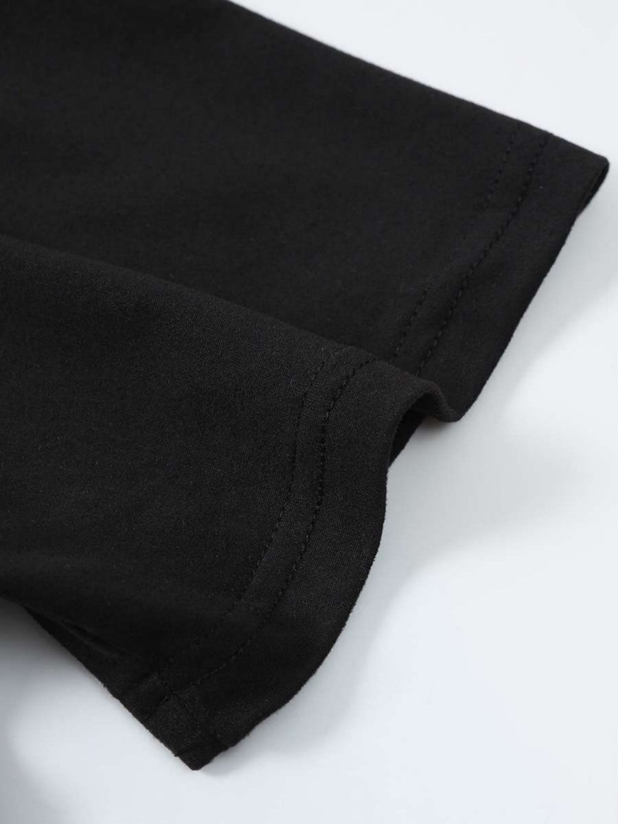 Men 100% Cotton Black Round Neck T-Shirt