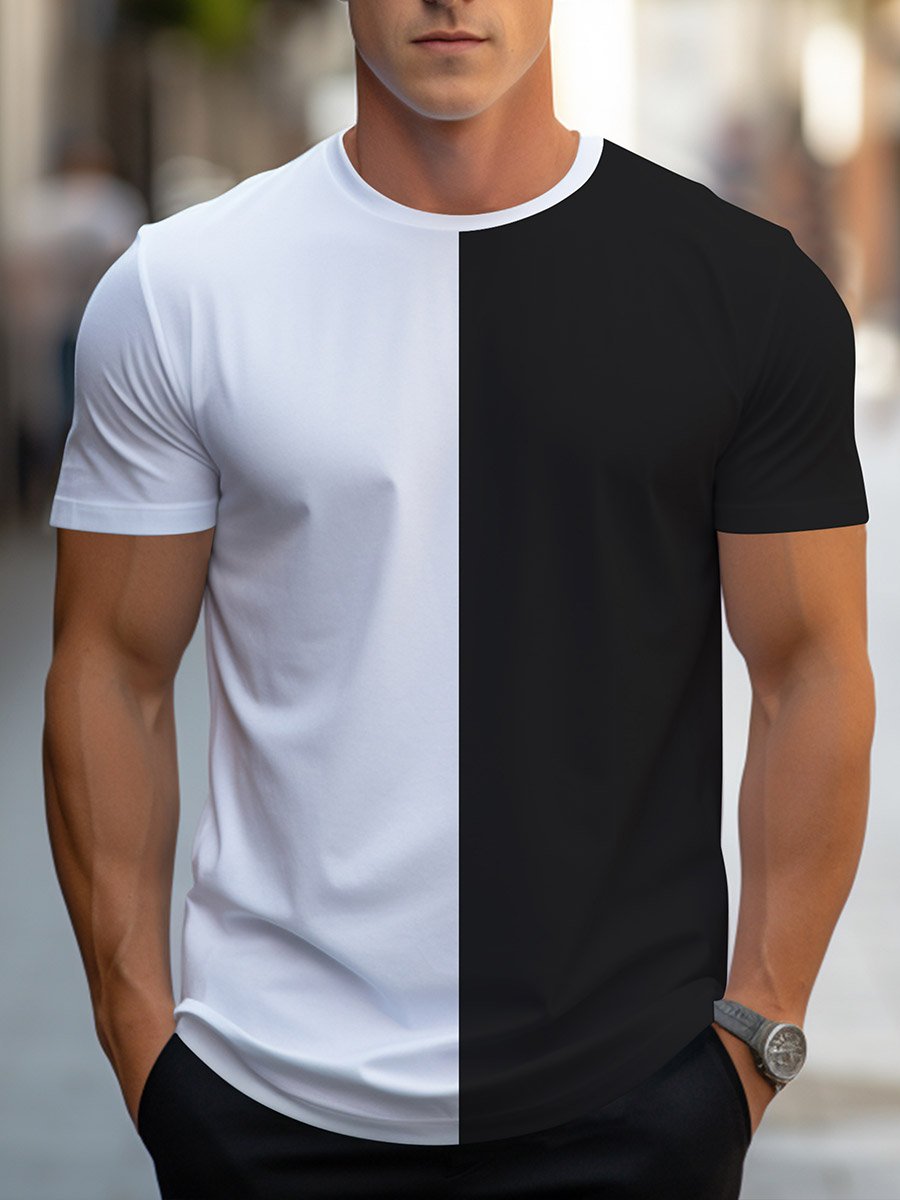 Men Color Block Round Neck T-Shirt
