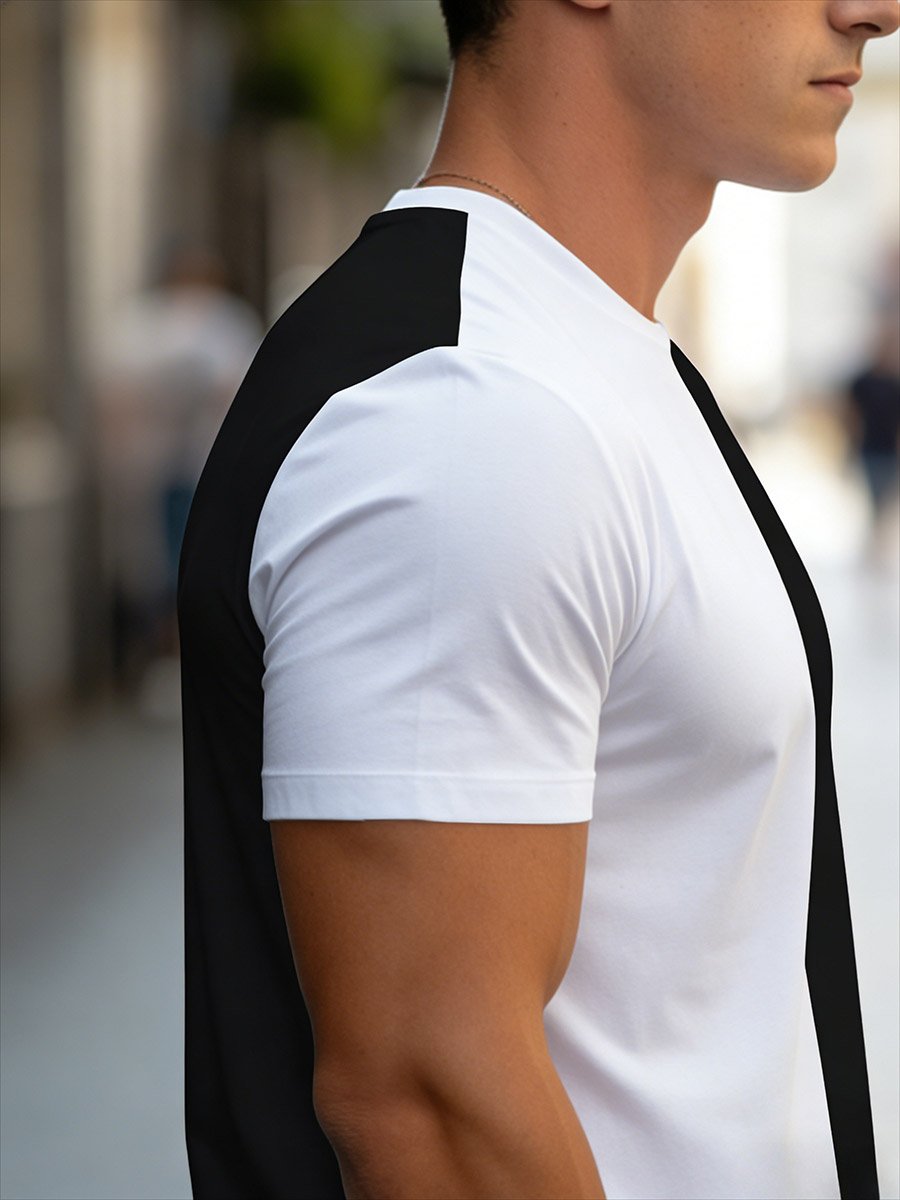 Men Color Block Round Neck T-Shirt