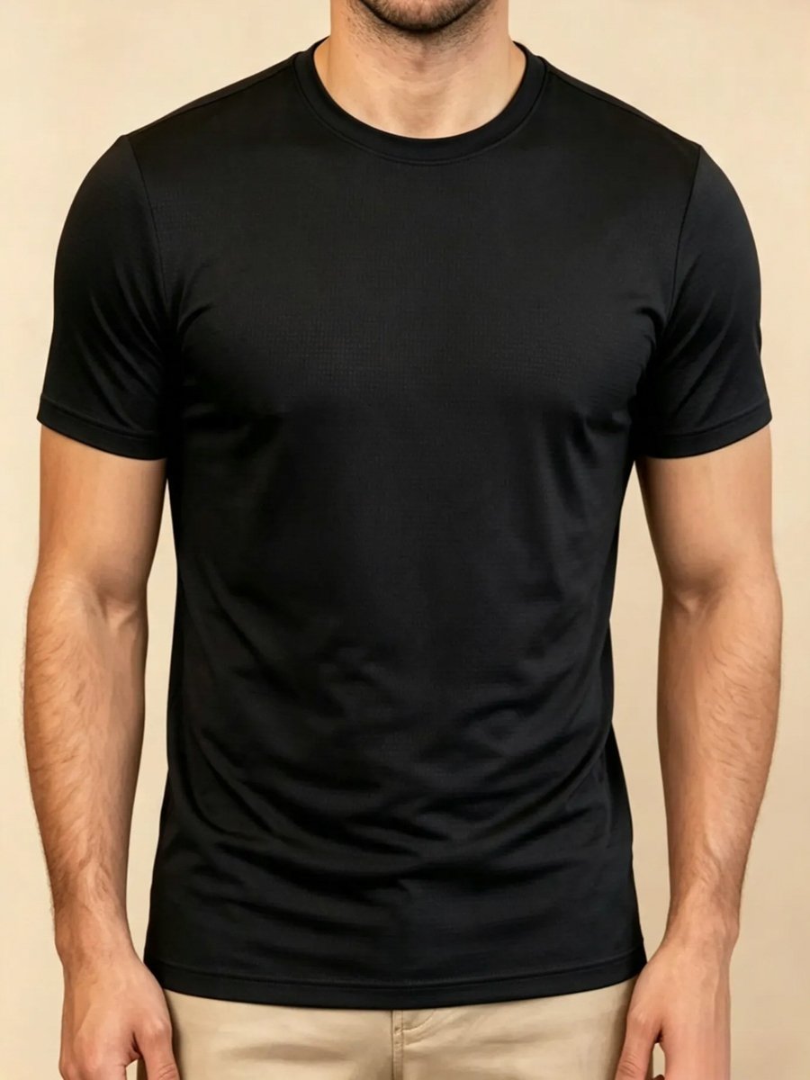 Men Texture Round Neck Short Sleeve T-Shirt