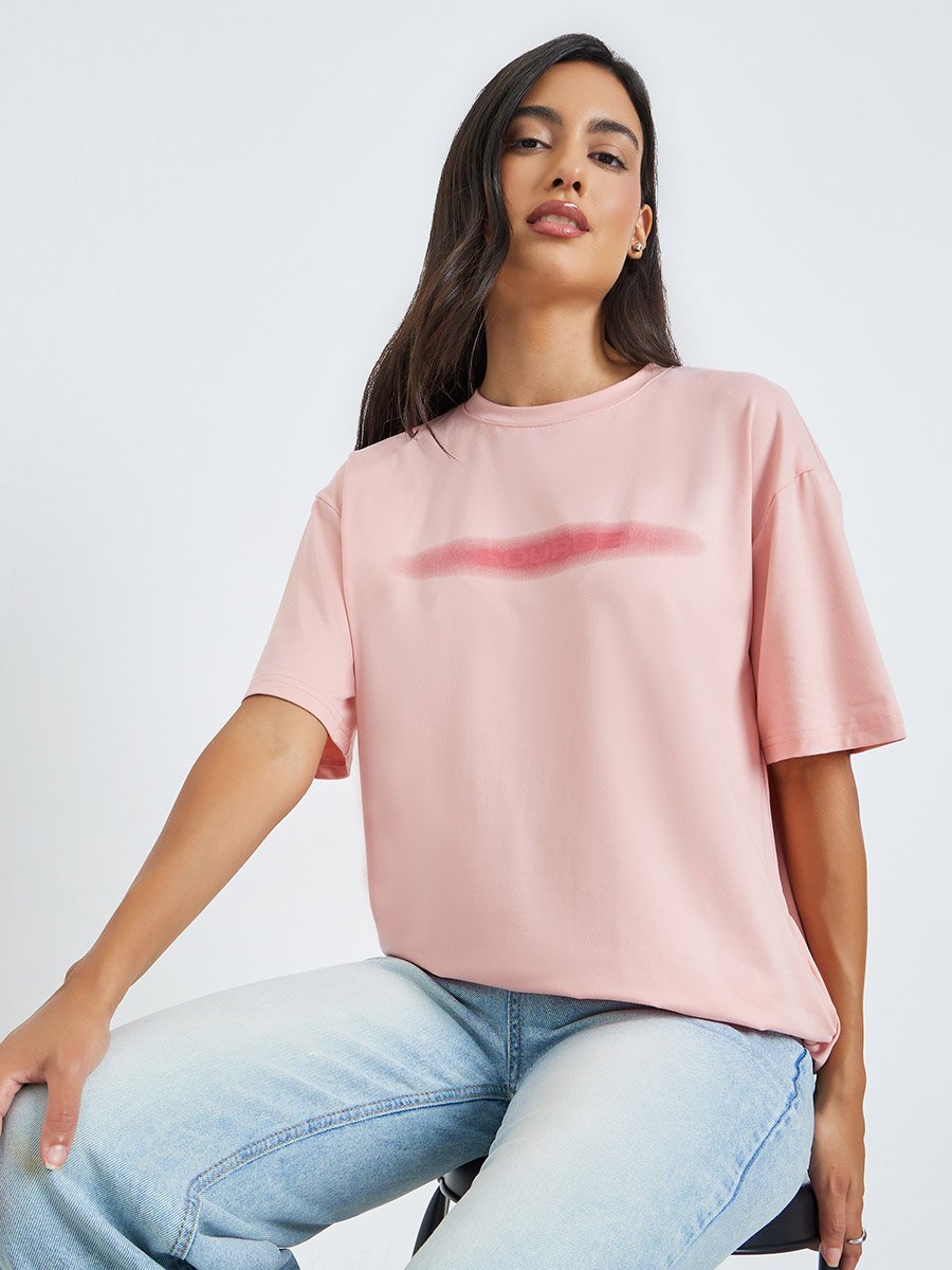 Pink Oversized Short Sleeve T-Shirt