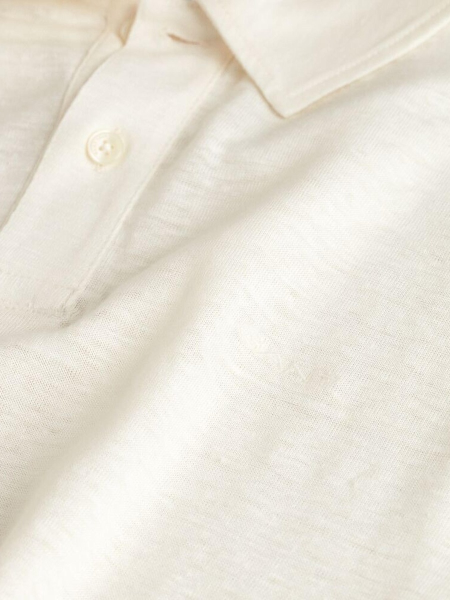 Men Linen Pique Polo