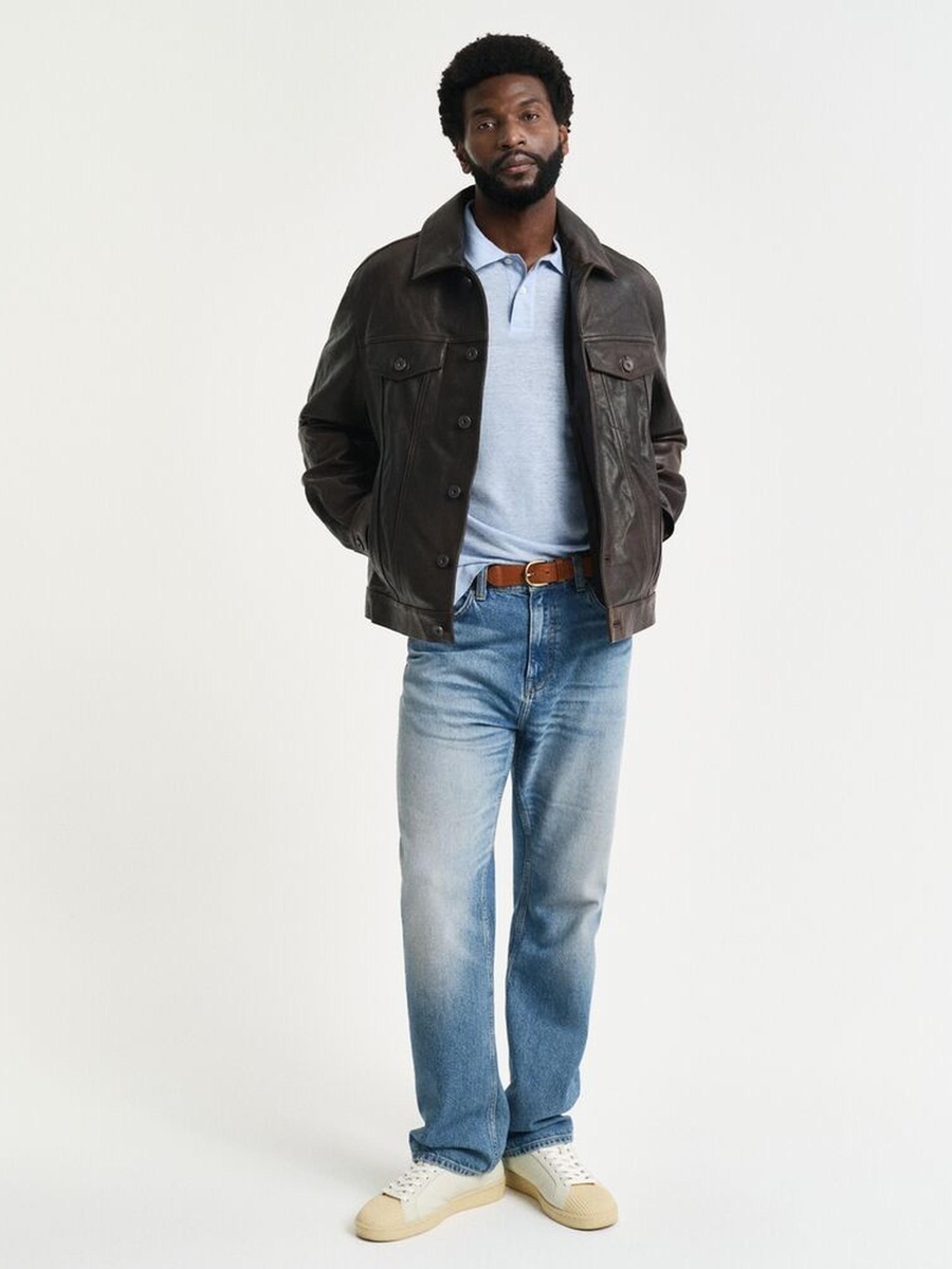Men Linen Pique Polo