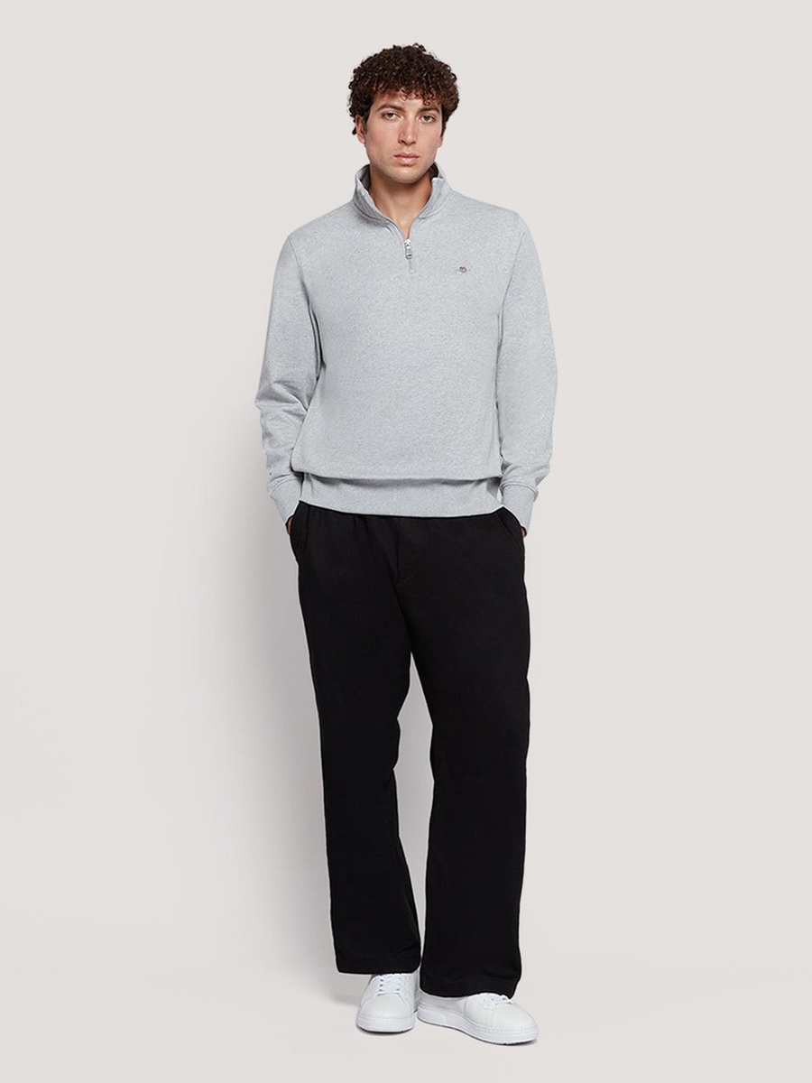 Men Shield Logo Half Zip Cotton Sweatshirt