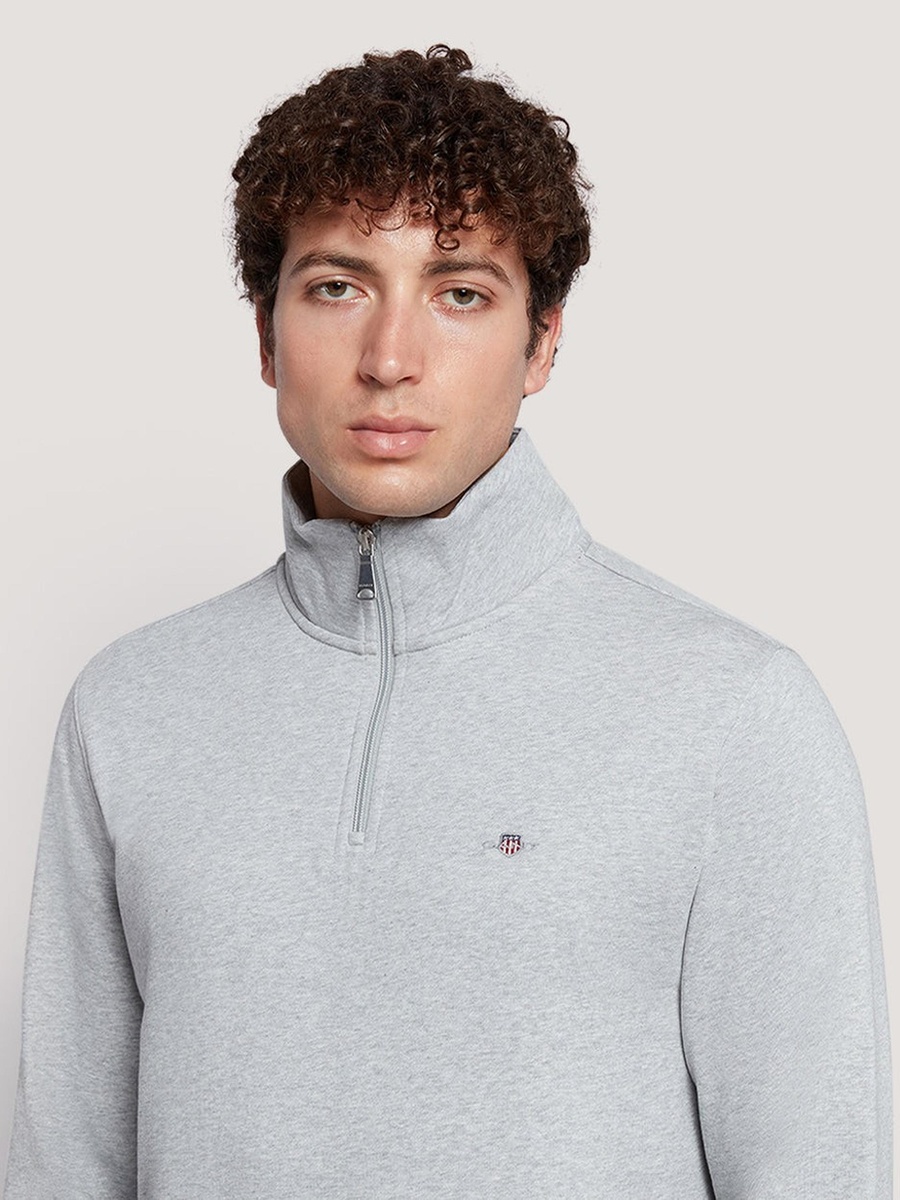 Men Shield Logo Half Zip Cotton Sweatshirt