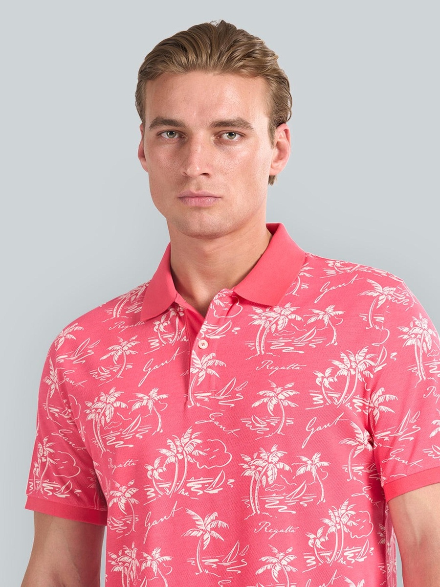 Men Island Print Polo