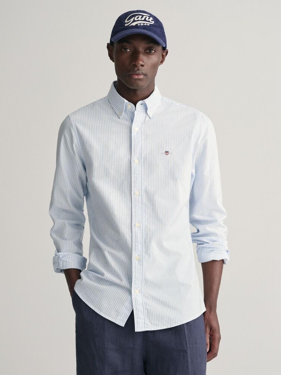 Men Slim Fit Banker Stripe Classic Oxford Shirt