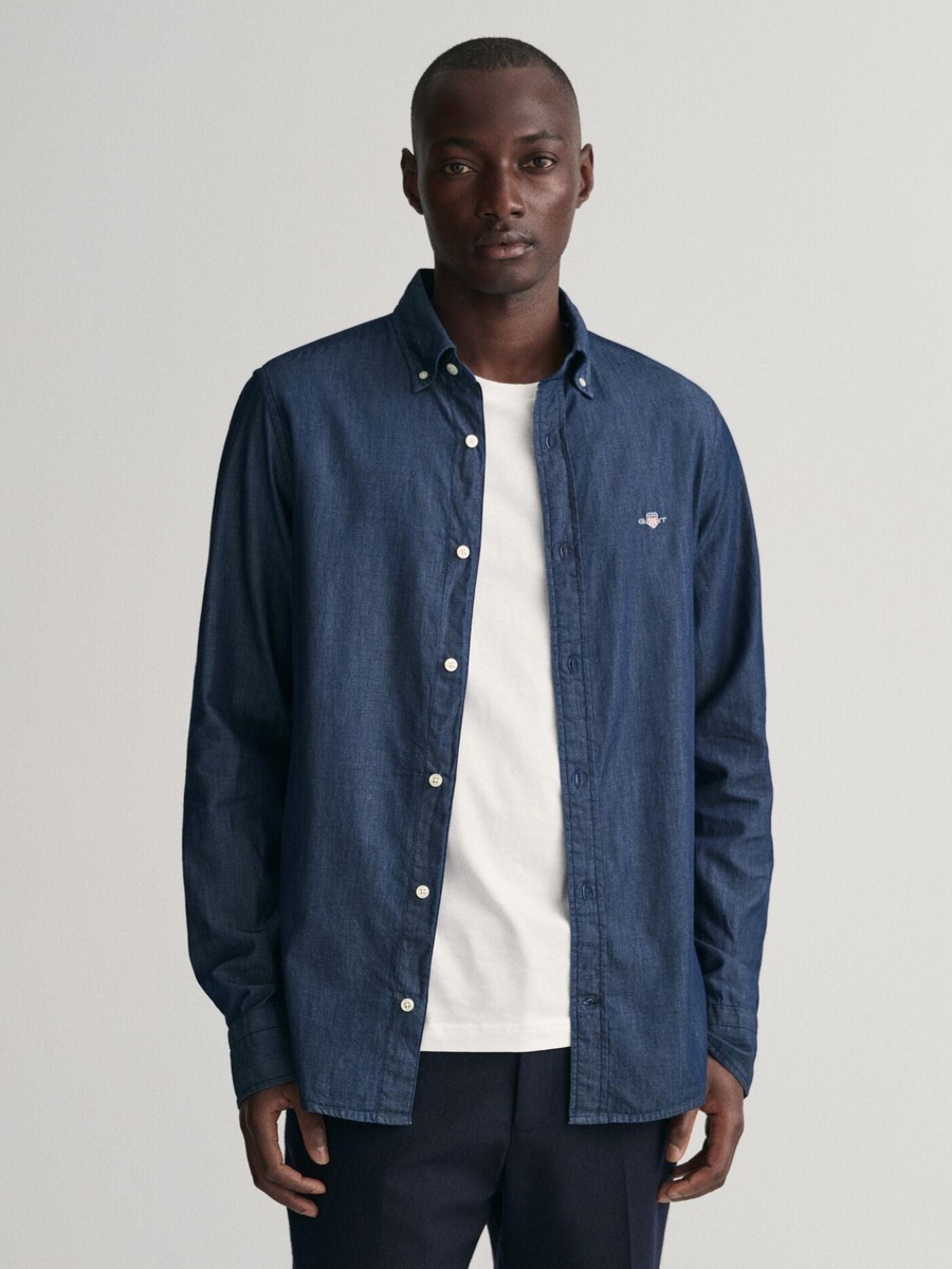 Men Slim Fit Indigo Shirt