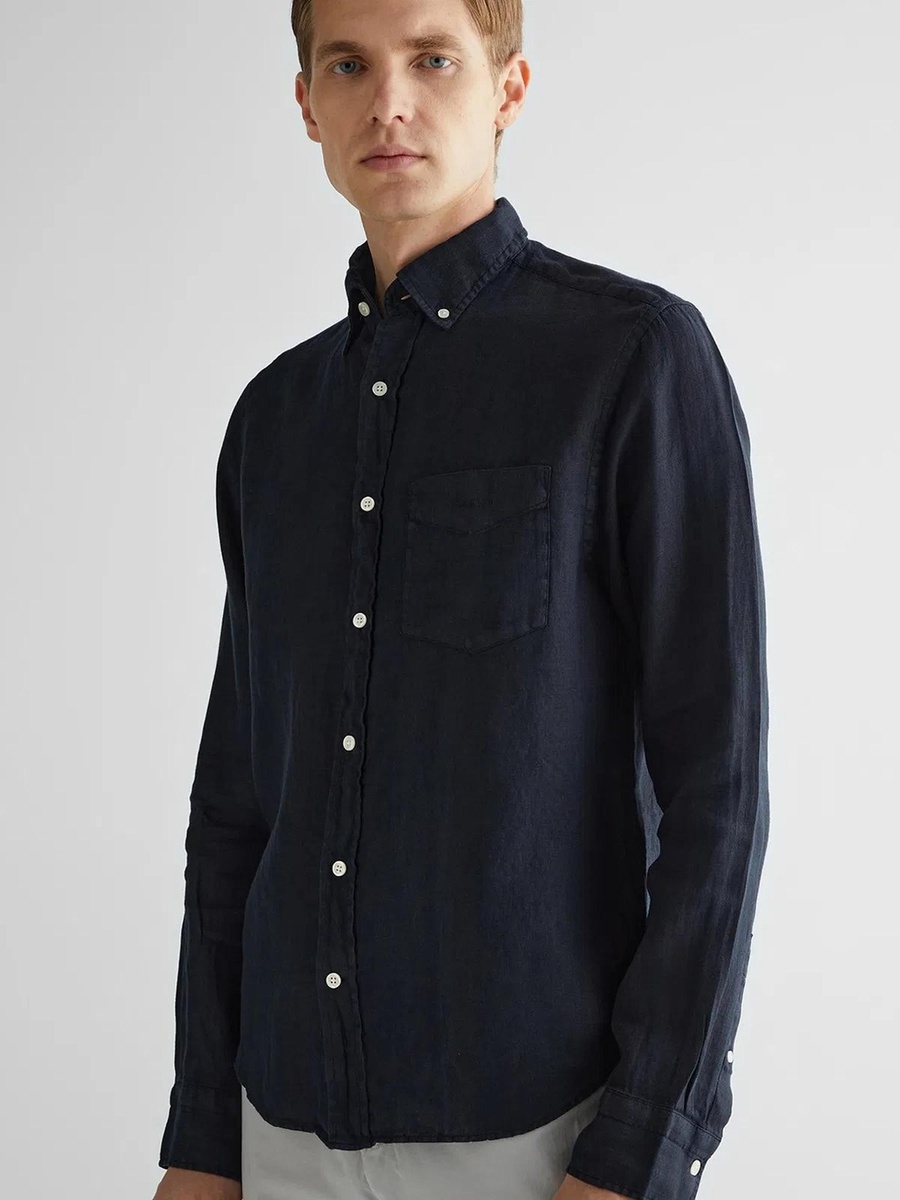 Men Regular Fit Dyed Linen Shirt