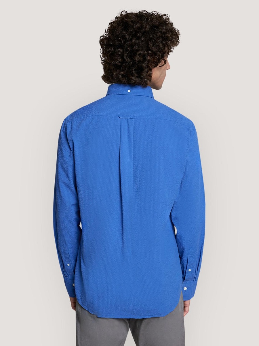 Men Regular Solid Seersucker Shirt