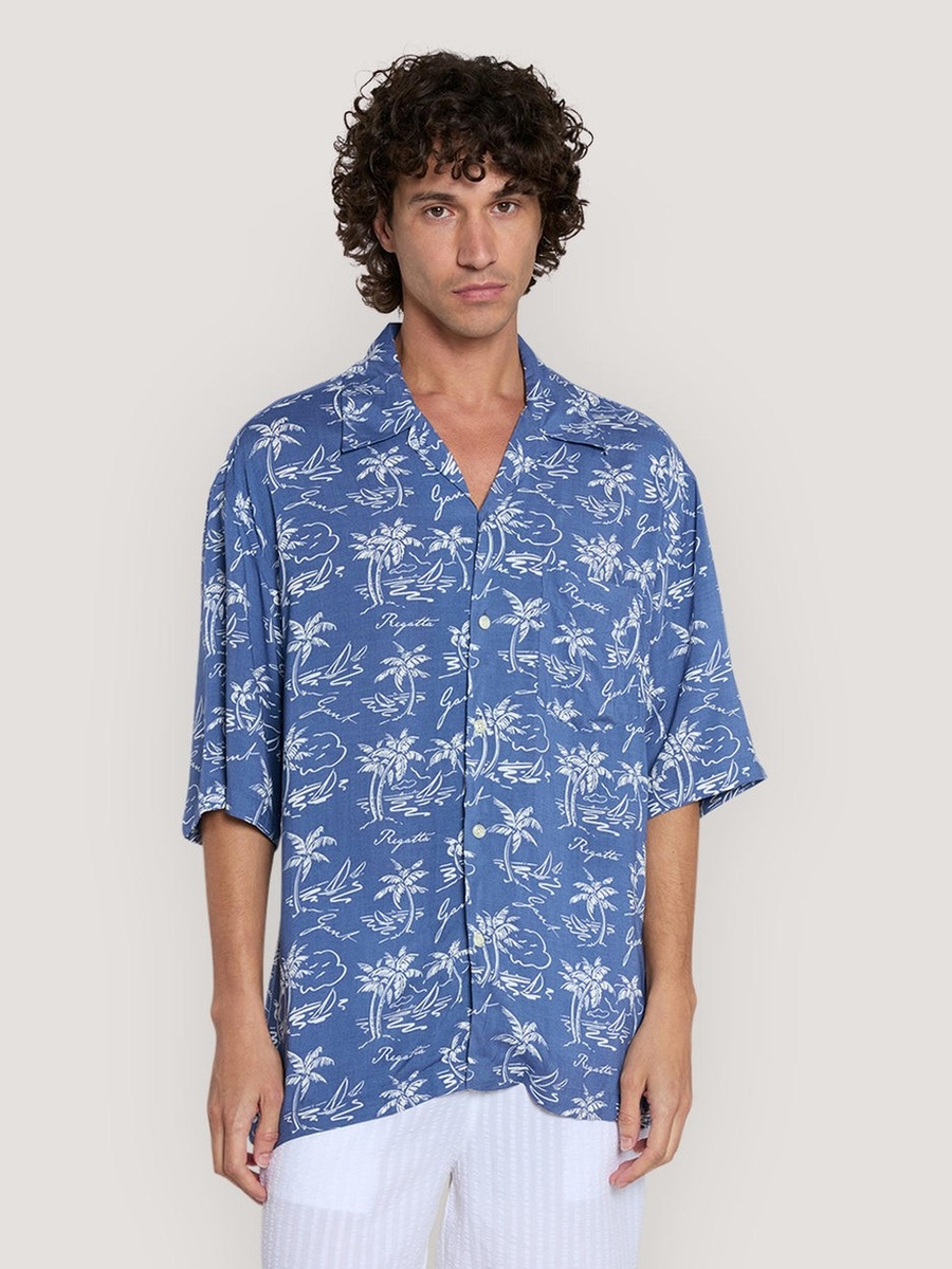 Men Relaxed Fit Island Print Shirt