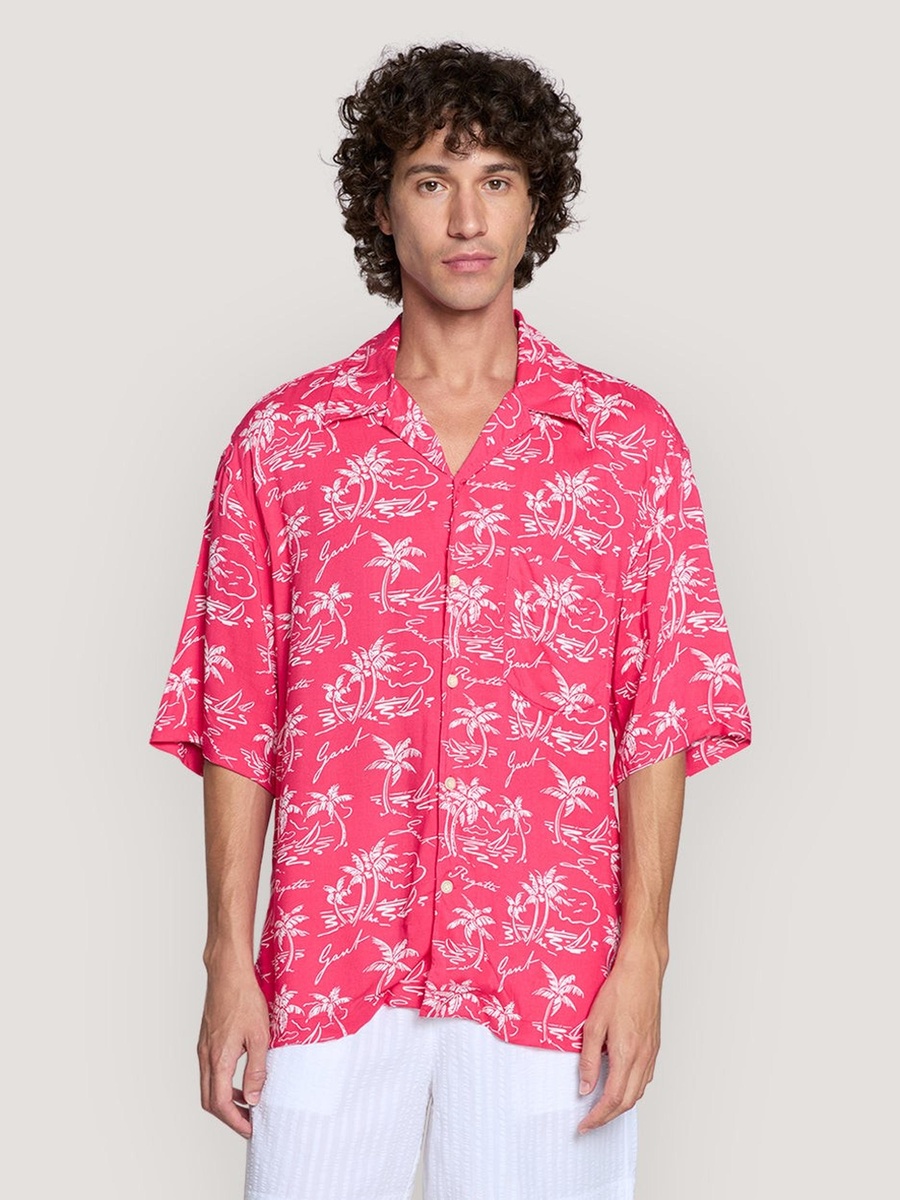 Men Relaxed Fit Island Print Shirt