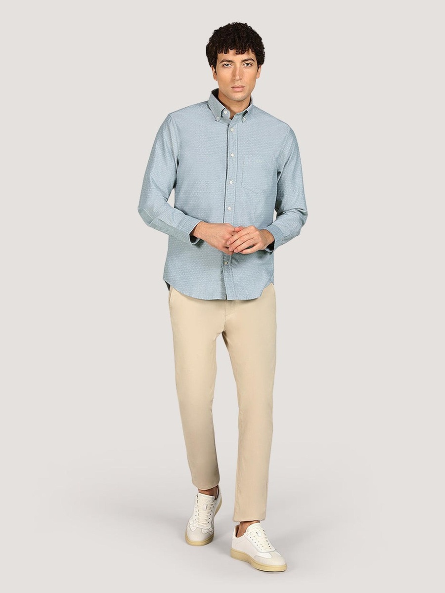 Men Regular Oxford Dobby Dot Shirt