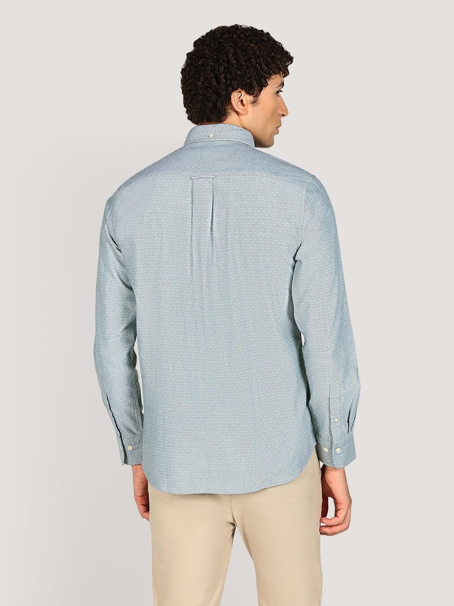 Men Regular Oxford Dobby Dot Shirt