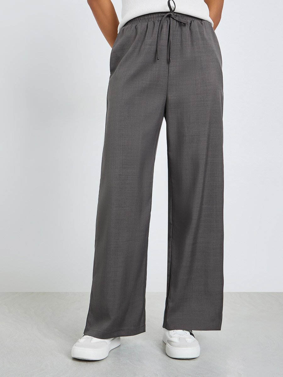 Charcoal Wide Leg Casual Pants