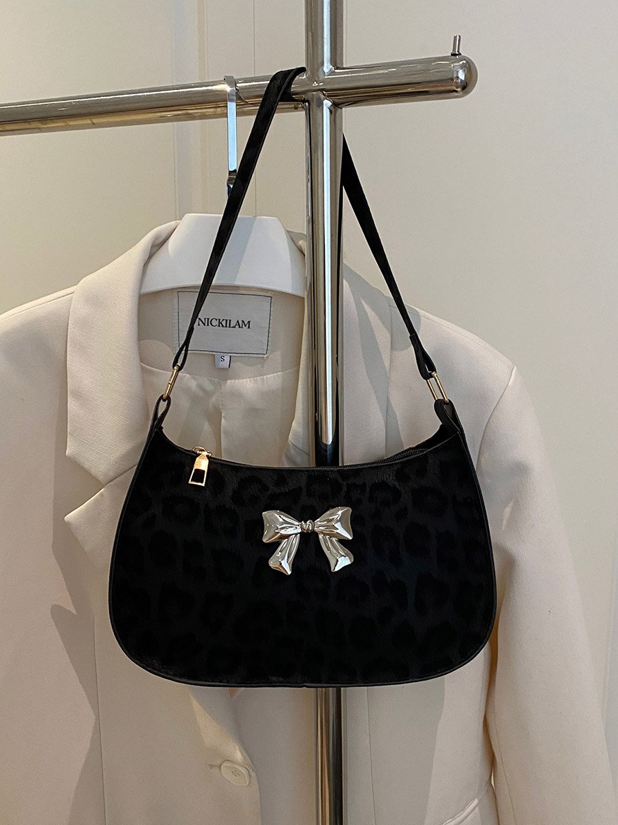 Leopard Print Bow Detail Shoulder Bag