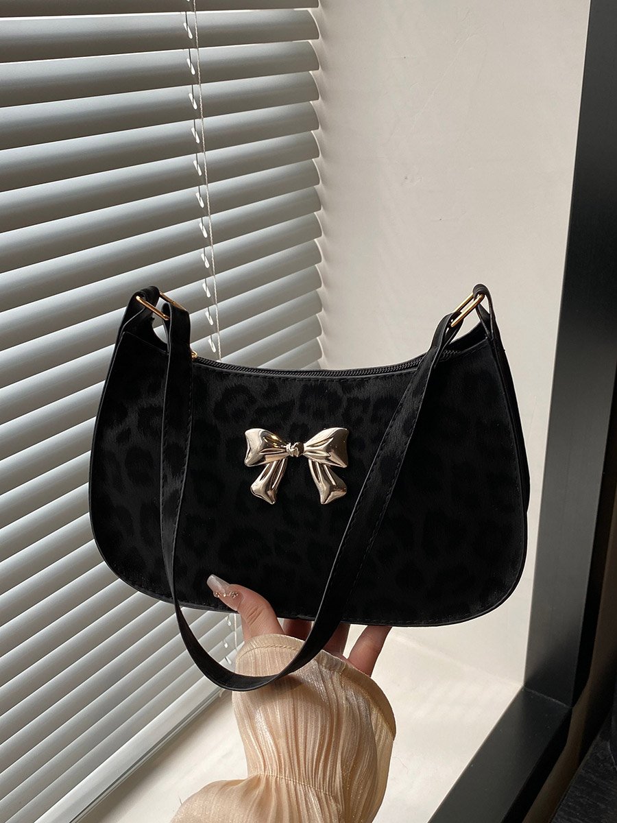 Leopard Print Bow Detail Shoulder Bag