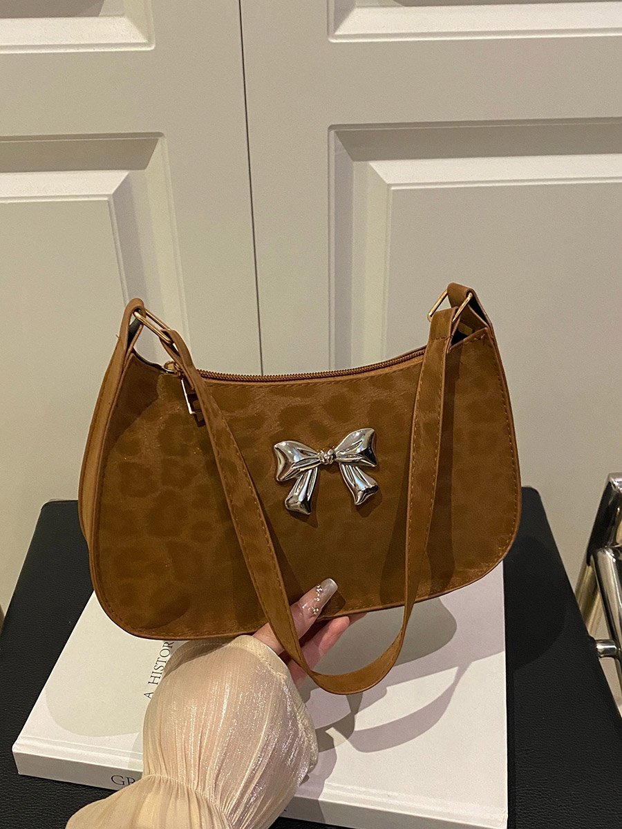 Leopard Print Bow Detail Shoulder Bag