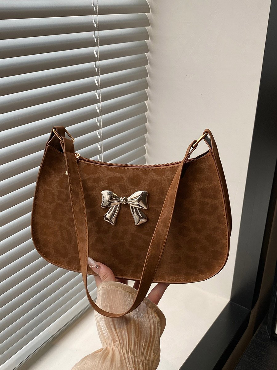 Leopard Print Bow Detail Shoulder Bag