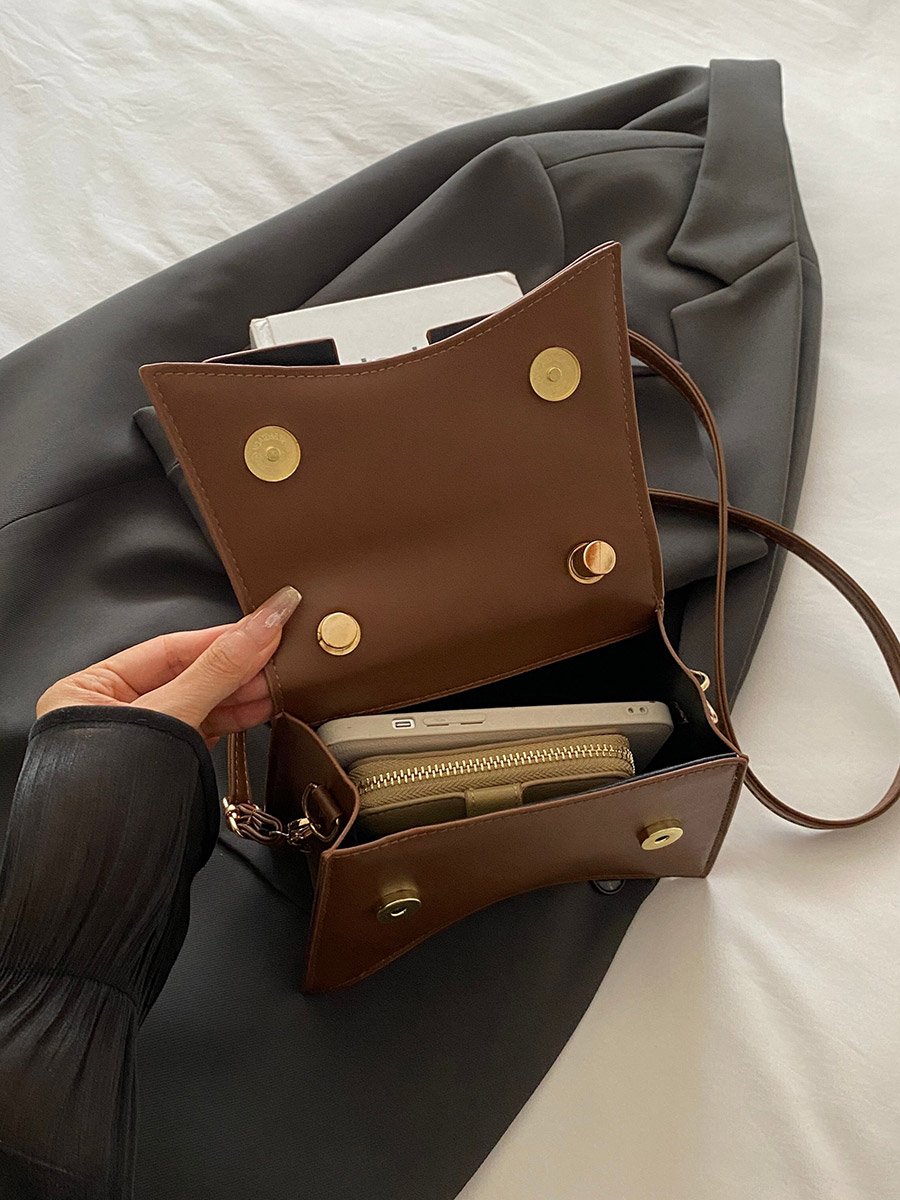 Coffee Brown Bow Handbag with Adjustable Strap