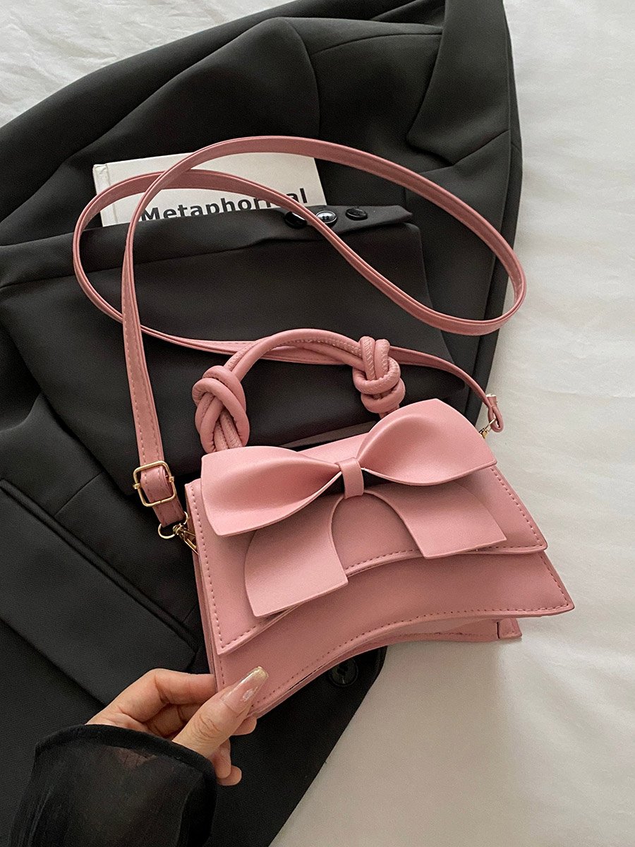Pink Bow Handbag with Adjustable Strap