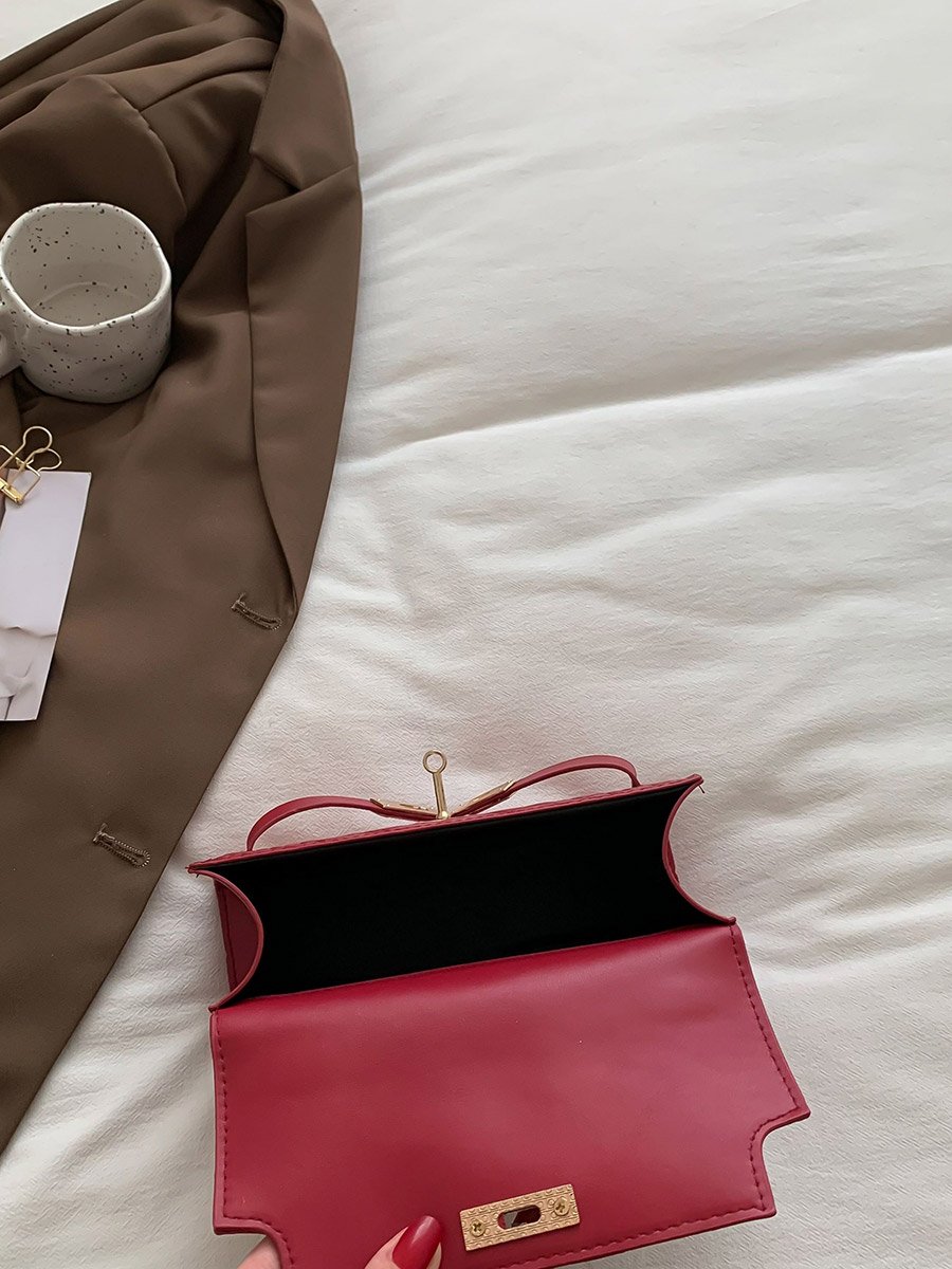 Red Croc Embossed Top Handle Bag