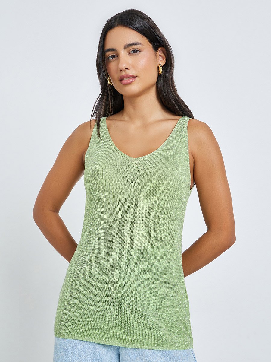 Green Sleeveless Knit Top