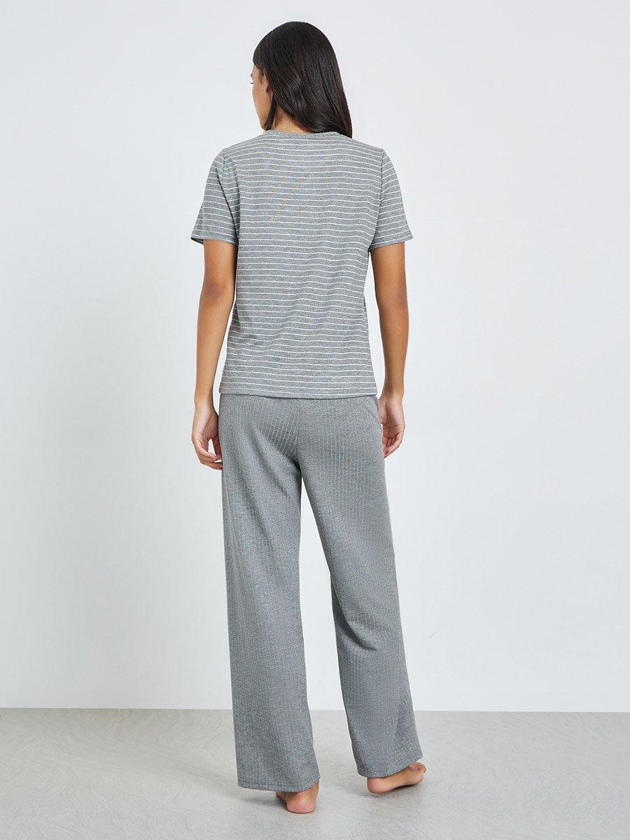 Striped T-Shirt and Pants Pyjama Set