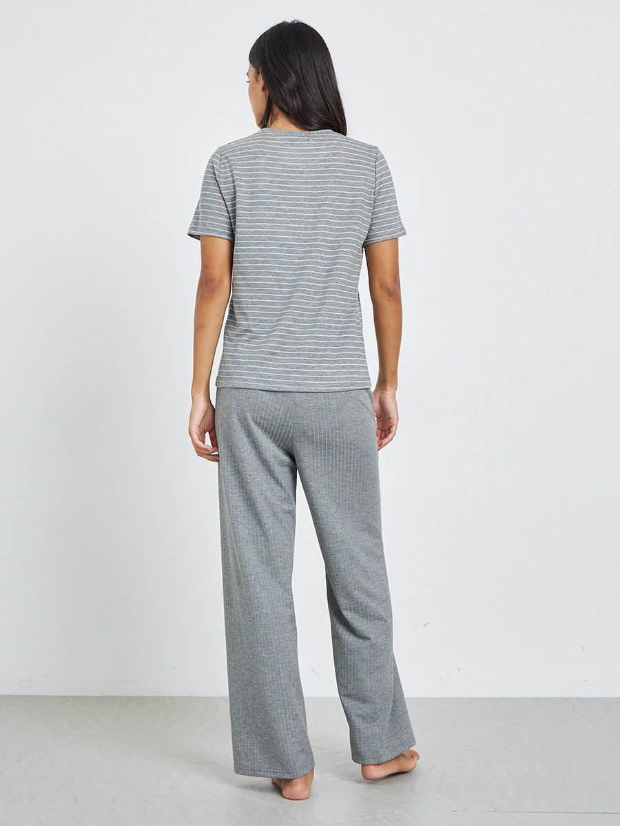 Striped T-Shirt and Pants Pyjama Set