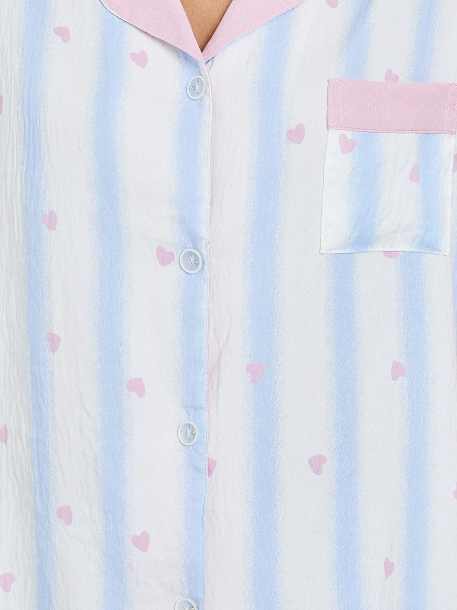 Pack of 3 - Striped Shirt, Pyjama and Shorts Set