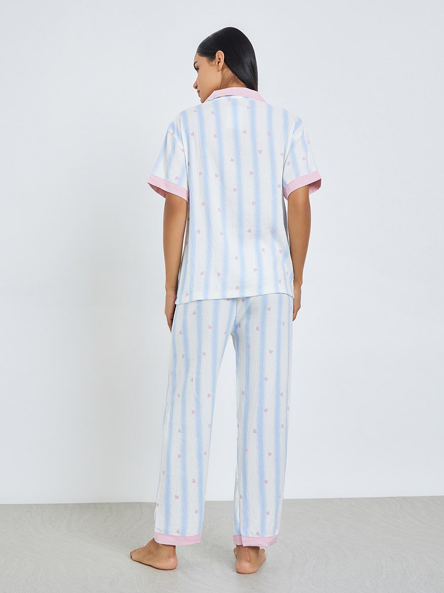 Pack of 3 - Striped Shirt, Pyjama and Shorts Set