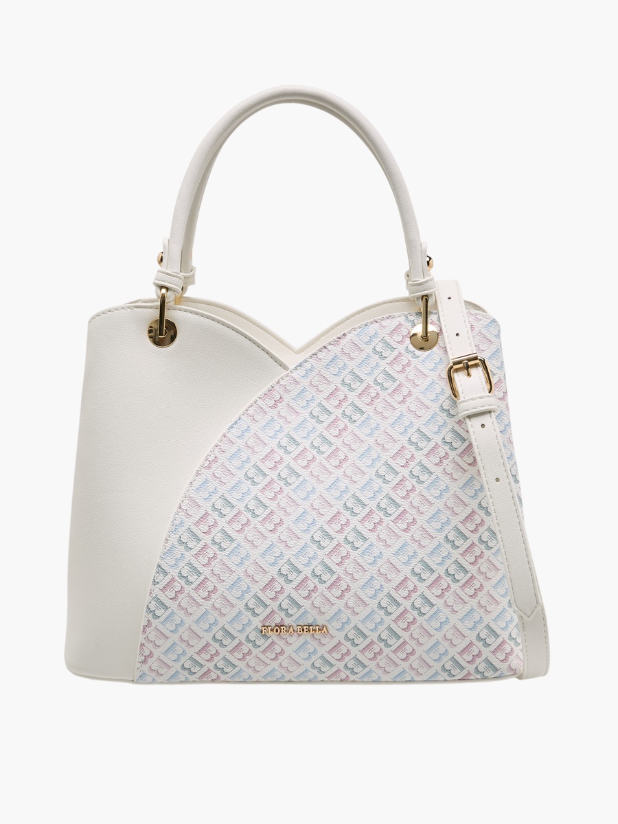 Monogram Print Tote Bag with Detachable Strap