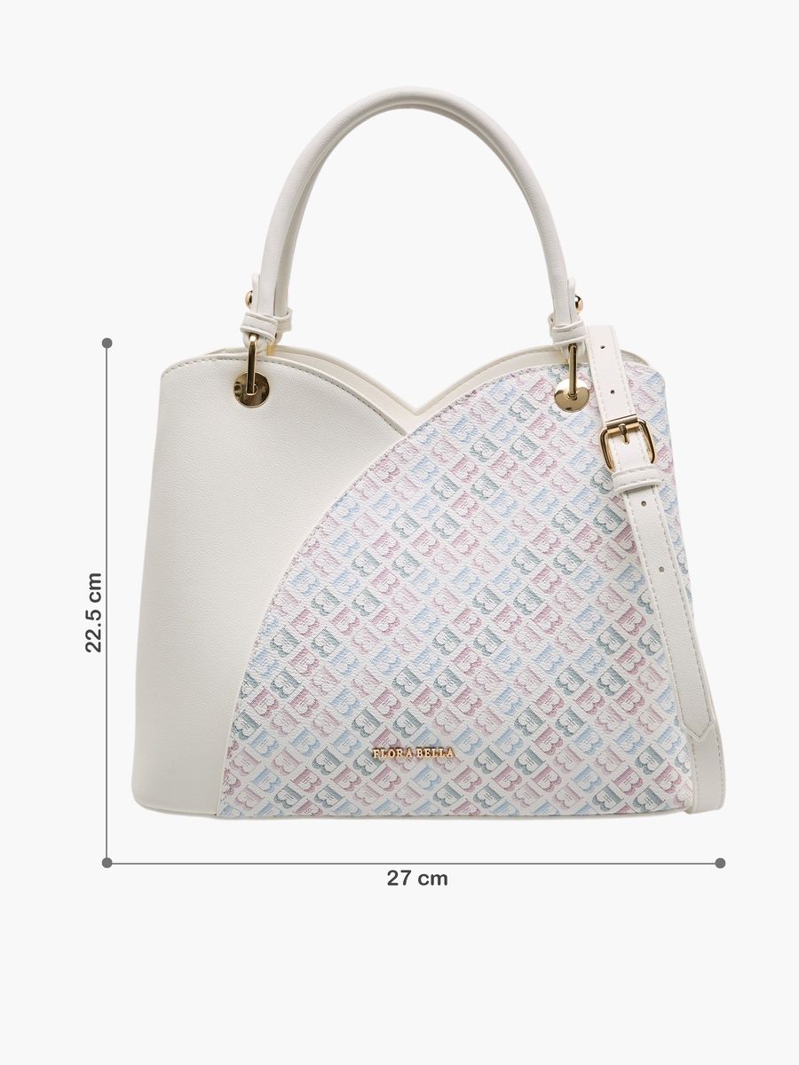 Monogram Print Tote Bag with Detachable Strap