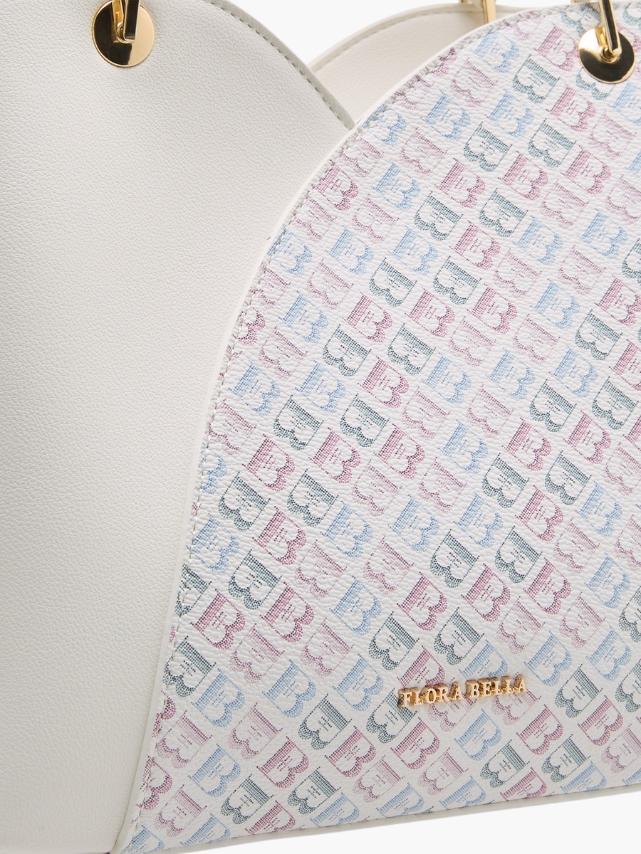 Monogram Print Tote Bag with Detachable Strap