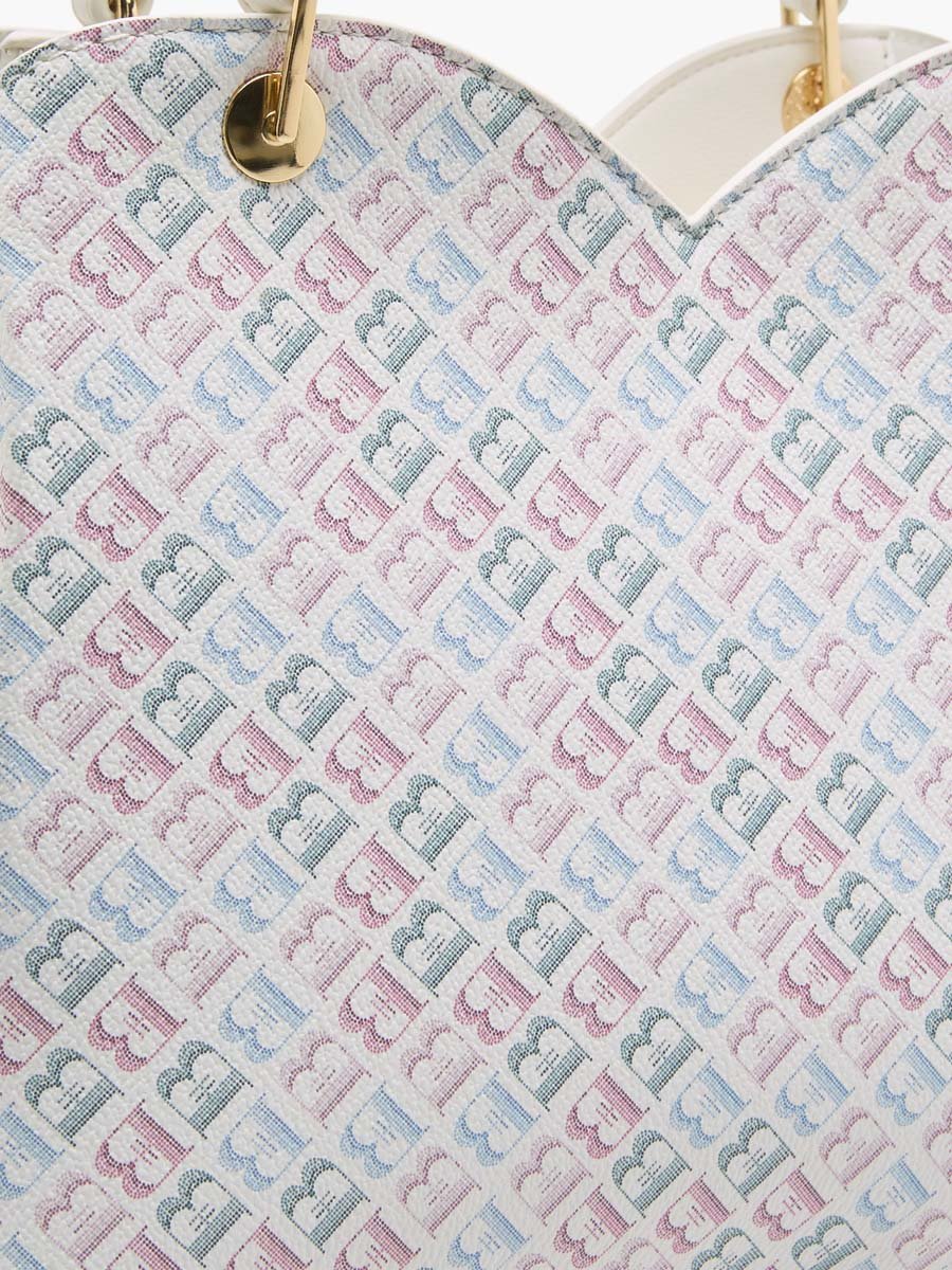 Monogram Print Tote Bag with Detachable Strap