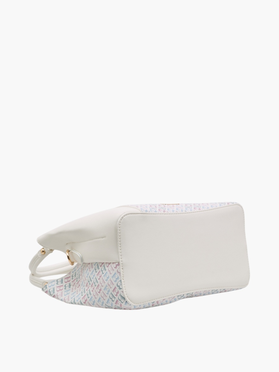 Monogram Print Tote Bag with Detachable Strap