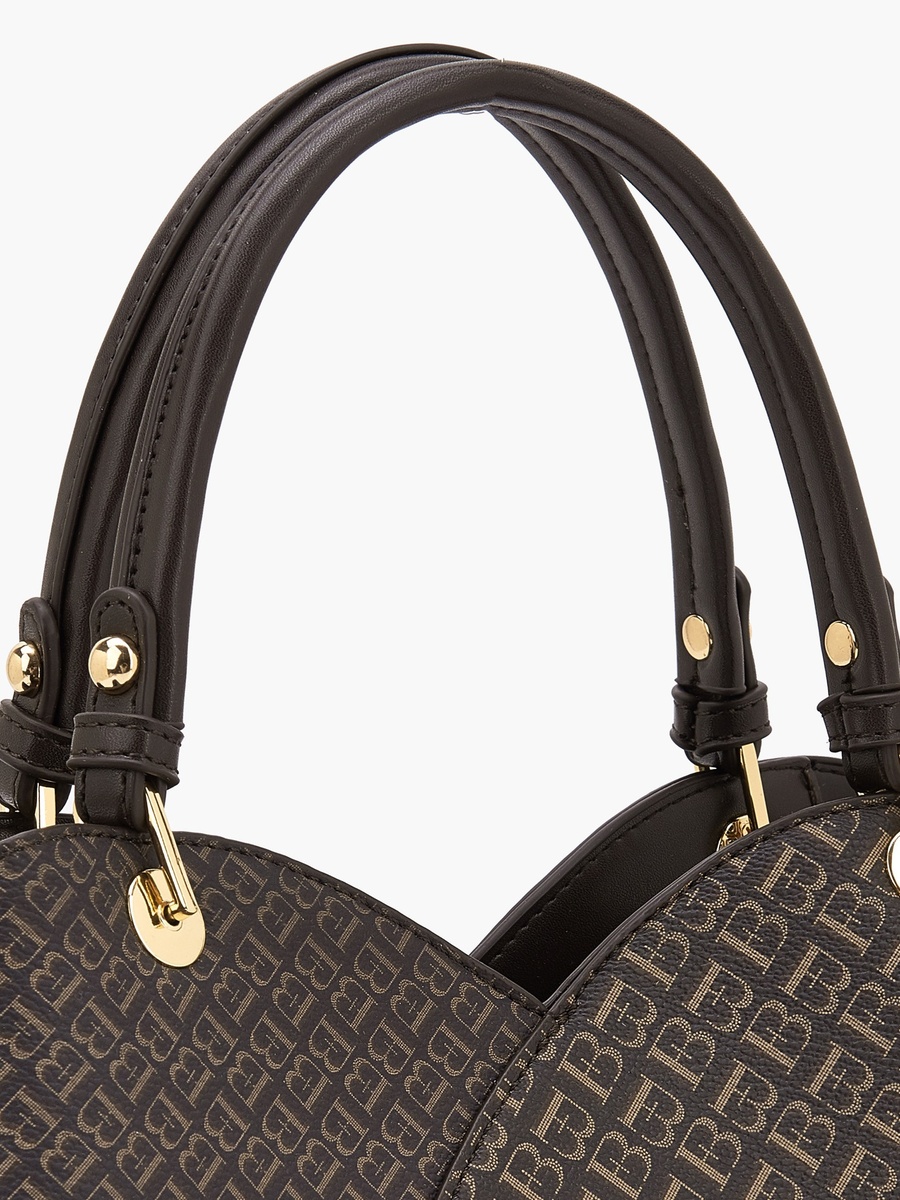 Monogram Print Tote Bag with Detachable Strap