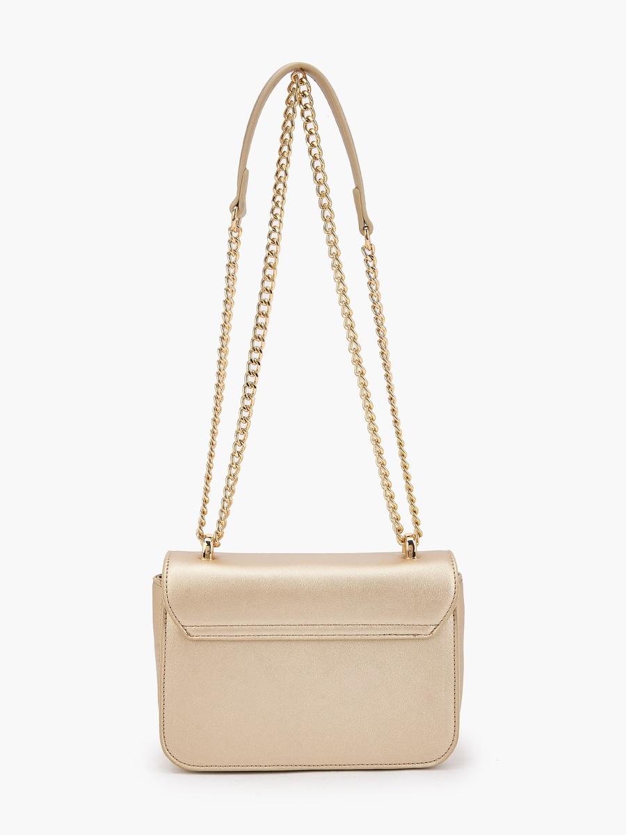 Logo Embellished Crossbody Bag with Chain Strap