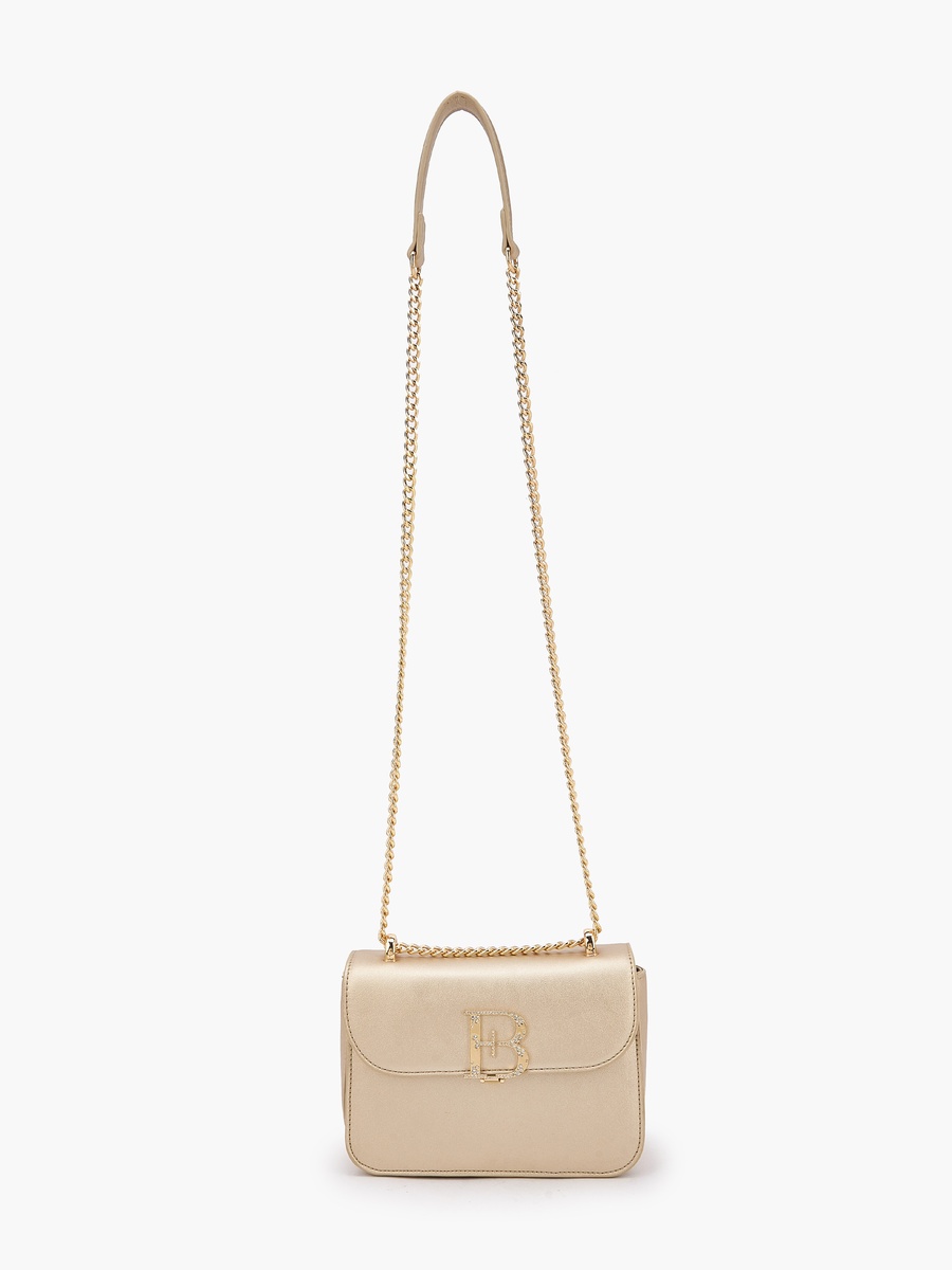Logo Embellished Crossbody Bag with Chain Strap