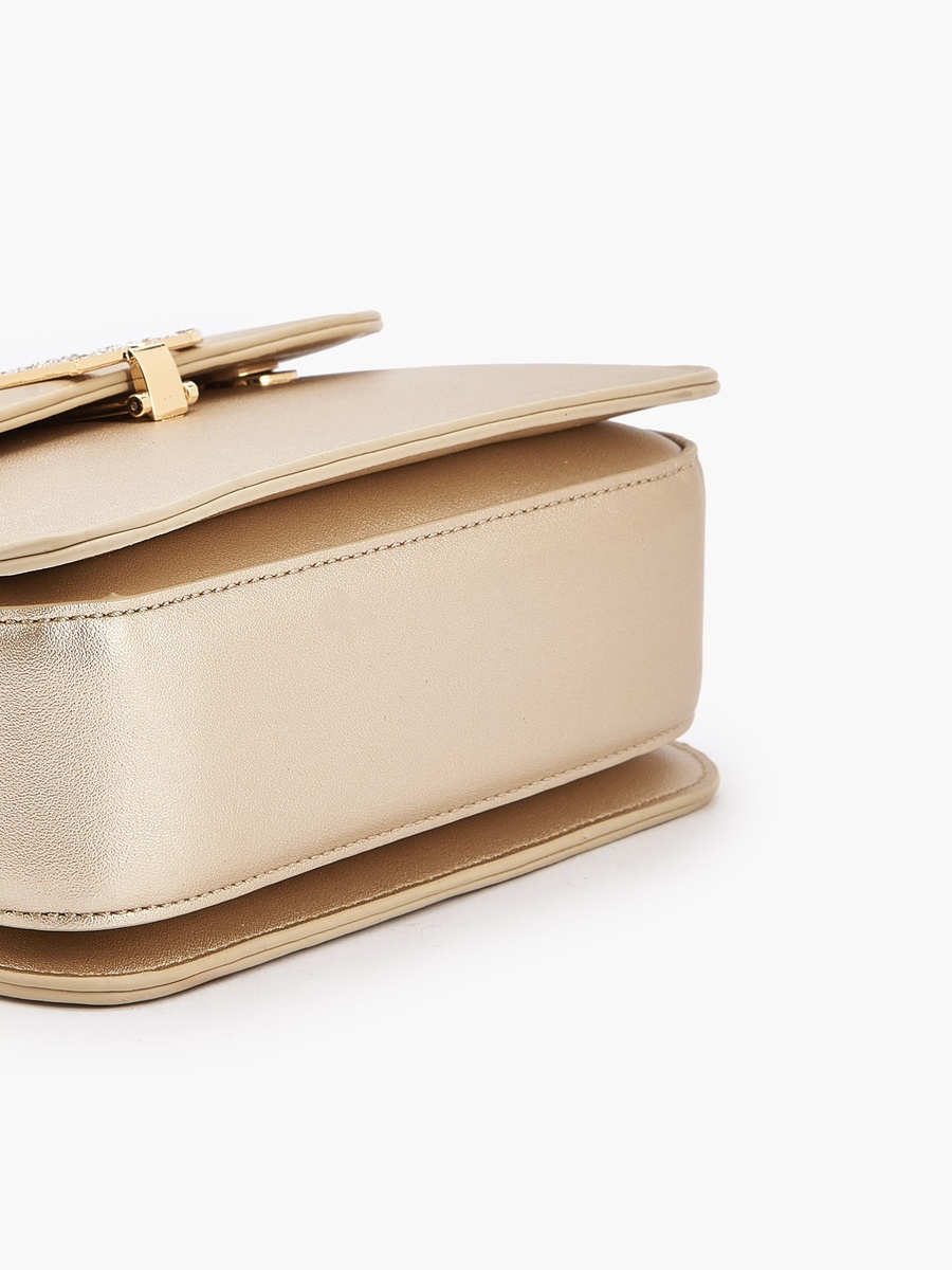 Logo Embellished Crossbody Bag with Chain Strap