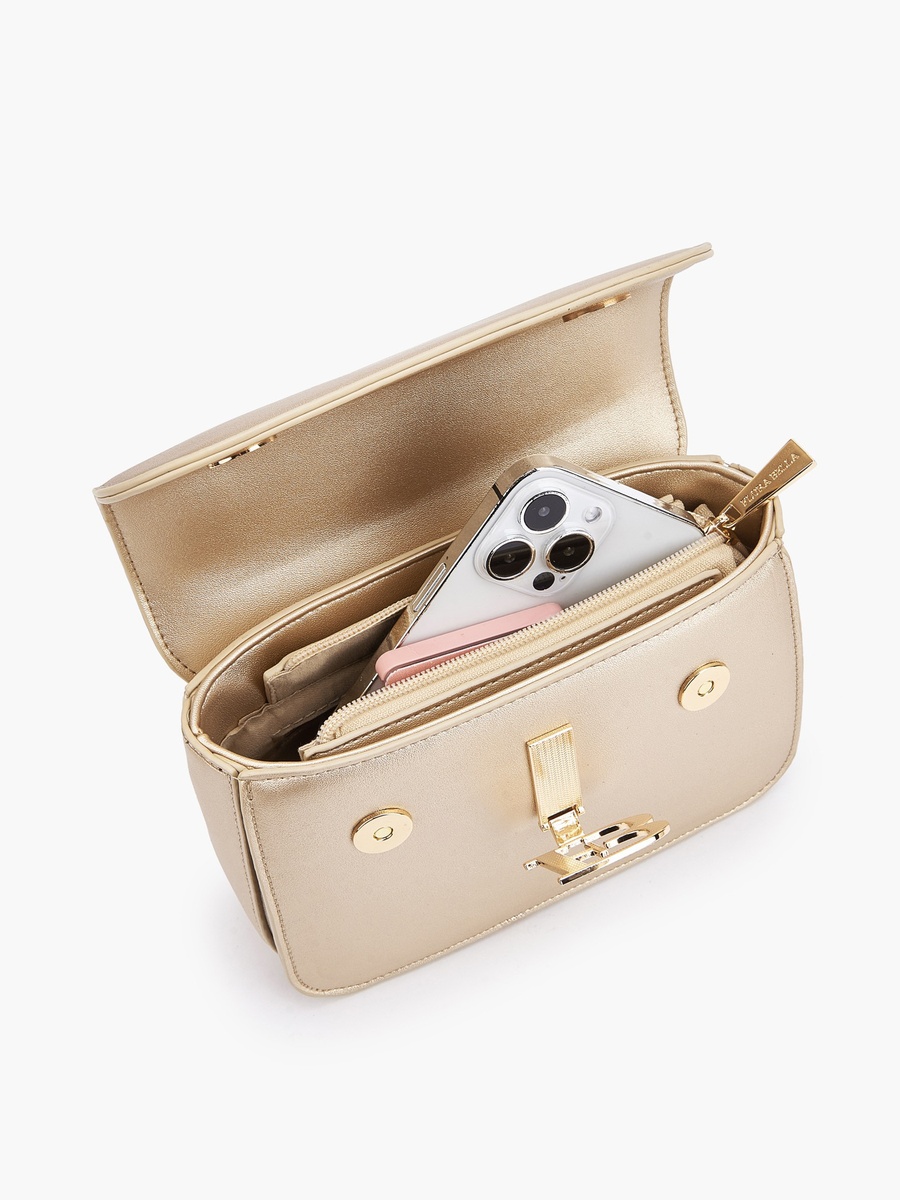 Logo Embellished Crossbody Bag with Chain Strap