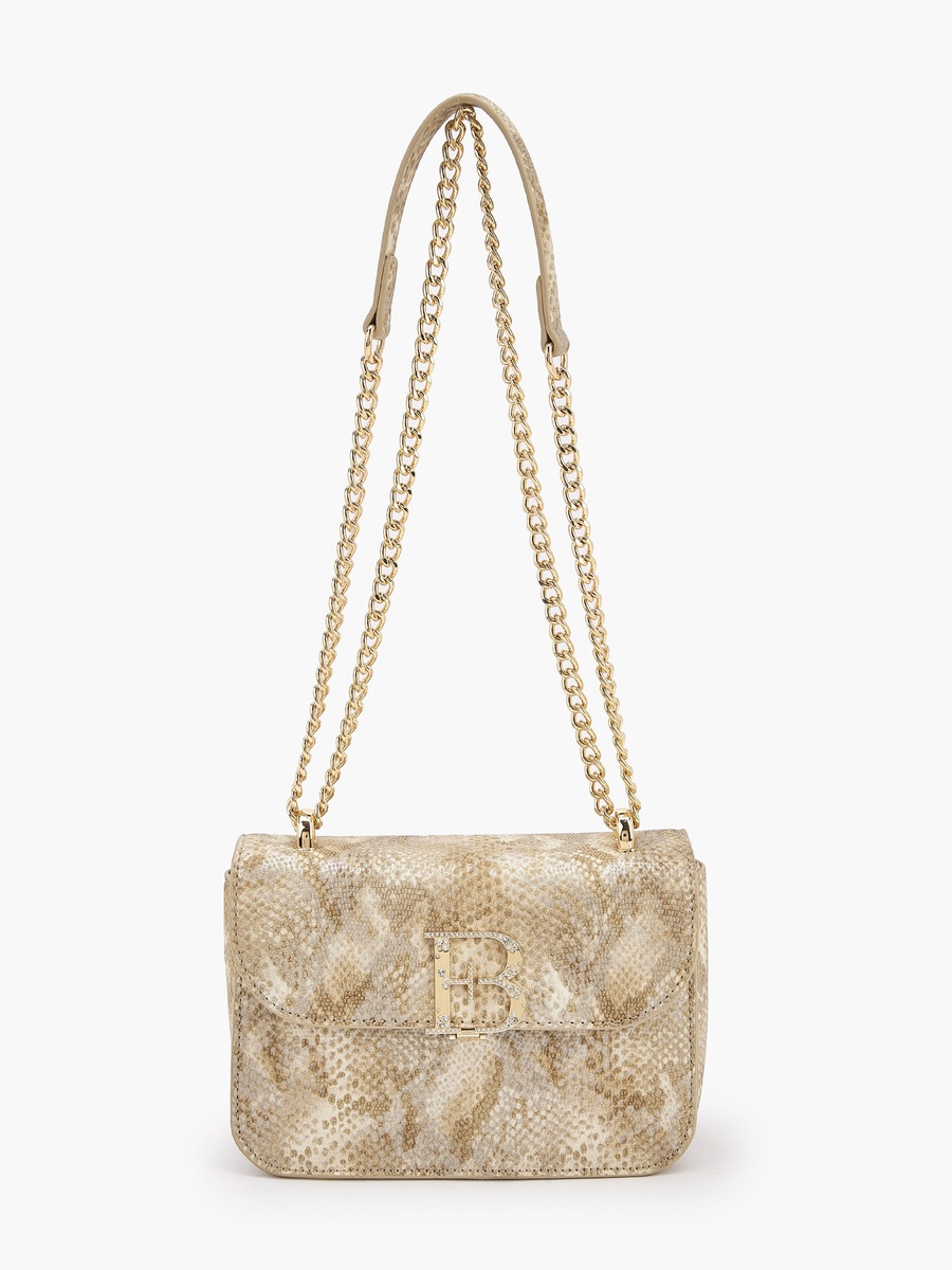 Textured Crossbody Bag with Chain Strap