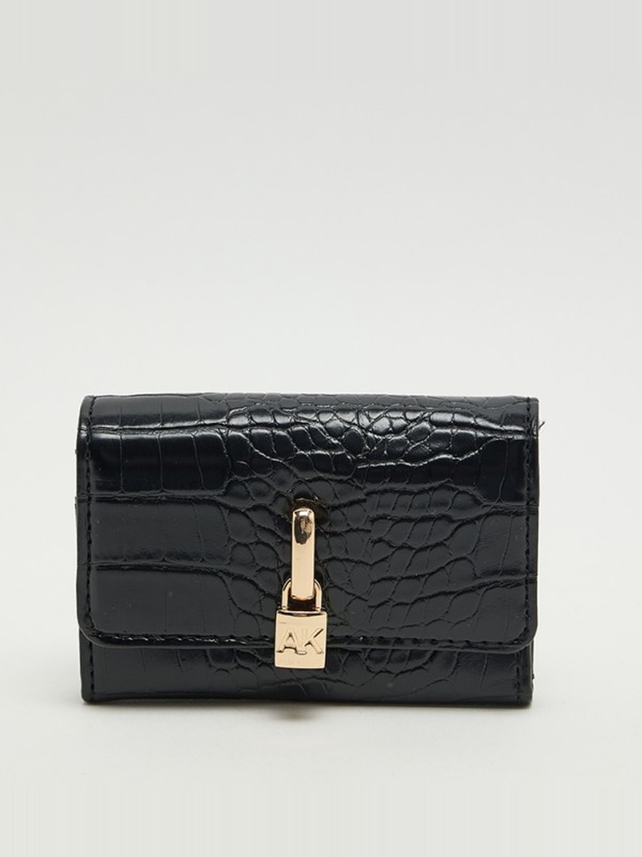 Croc Textured Flap Wallet