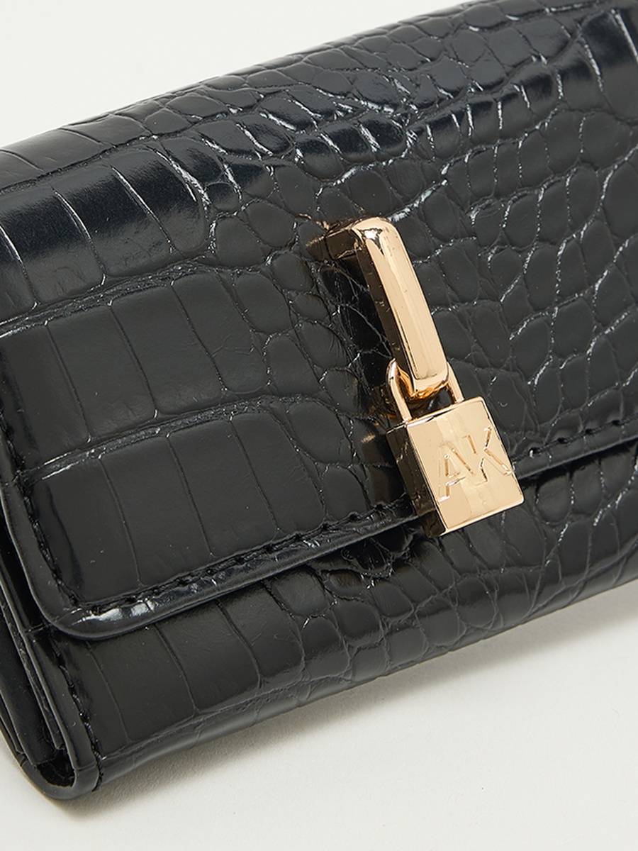 Croc Textured Flap Wallet