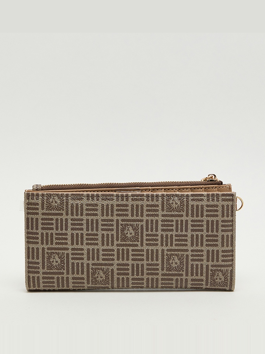 Patterned Zippered Bi-Fold Wallet