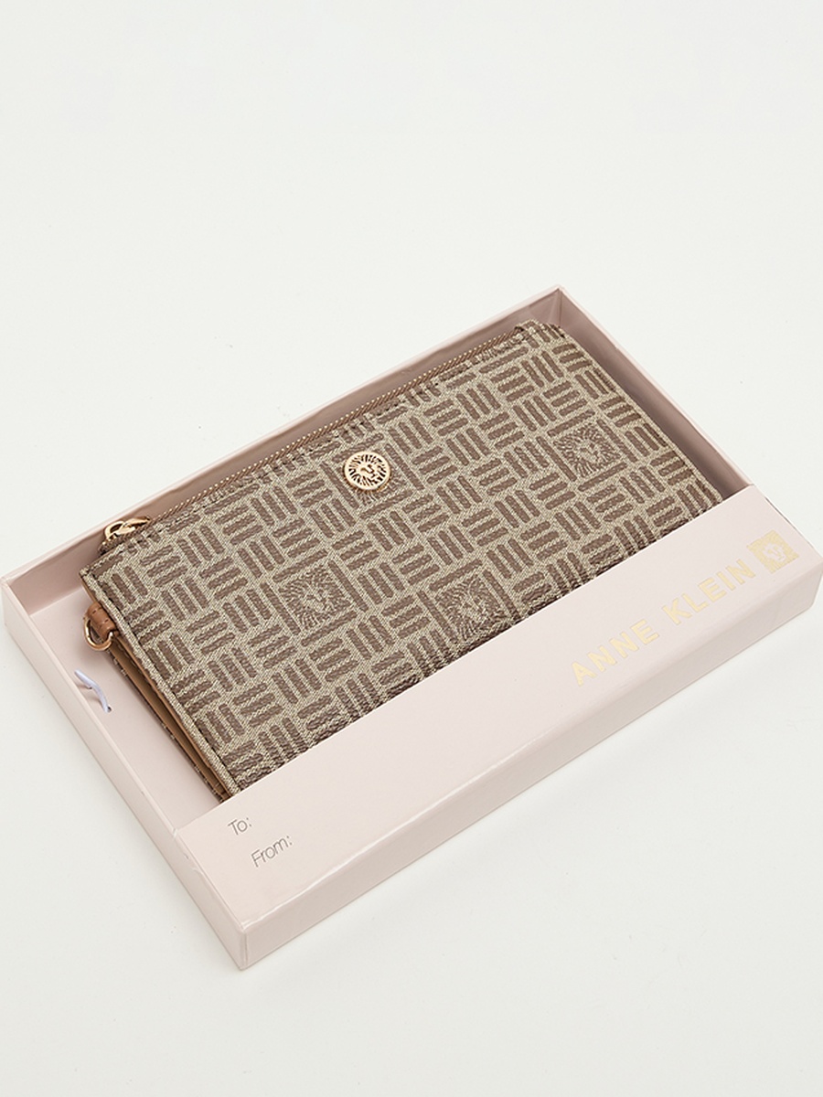 Patterned Zippered Bi-Fold Wallet