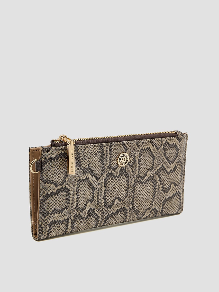 Snakeskin Print Zippered Bi-Fold Wallet