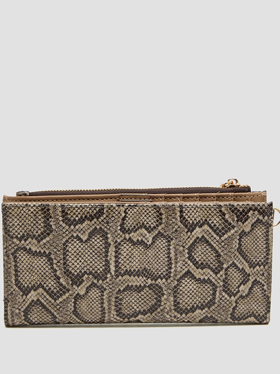 Snakeskin Print Zippered Bi-Fold Wallet