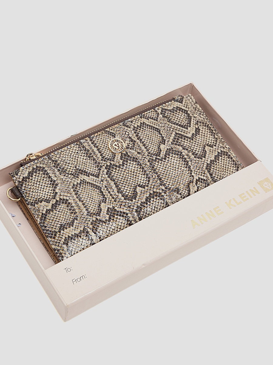 Snakeskin Print Zippered Bi-Fold Wallet