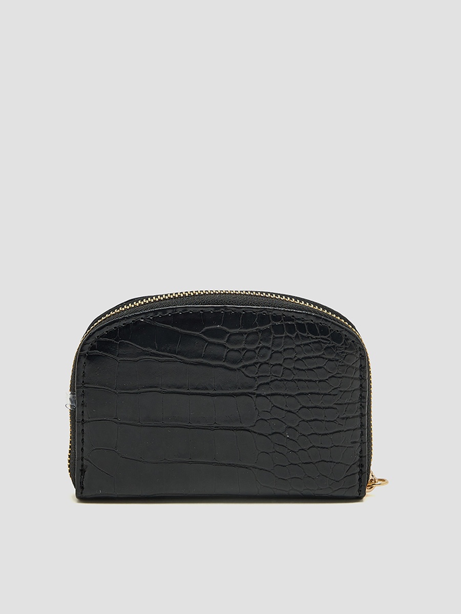Croc Textured Zip-Around Card Holder